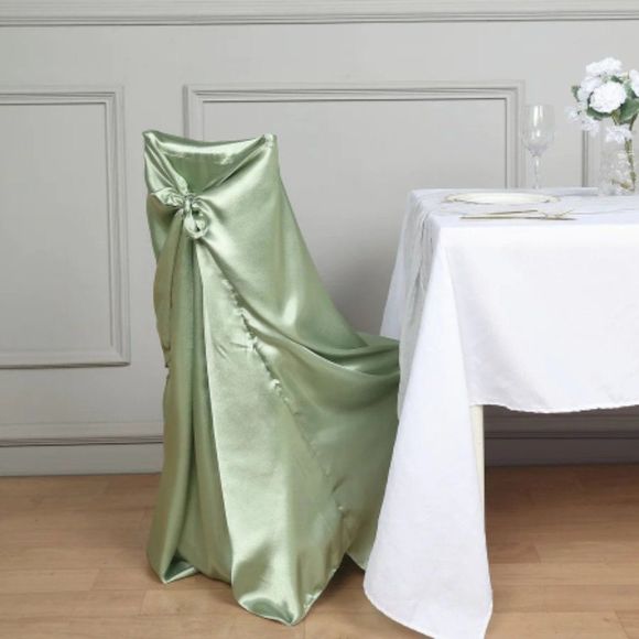 Sage Green Universal Satin 300 Chair Cover - Picture 2 of 3